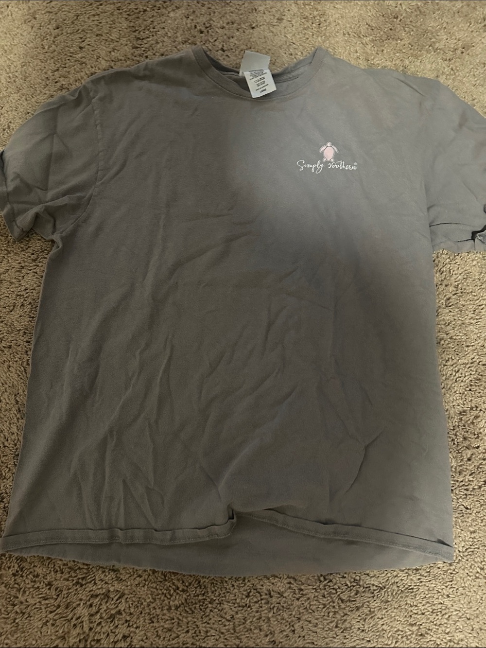 Simply Southern Gray Short Sleeve Tee with Pink Logo